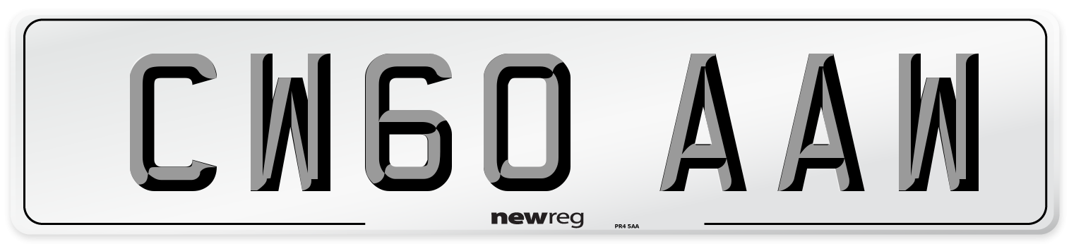 CW60 AAW Number Plate from New Reg